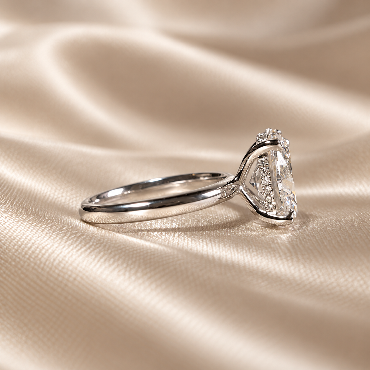 Oval Cut Lab Grown Diamond Engagement Ring Solitaire Classic Bridal Jewelry