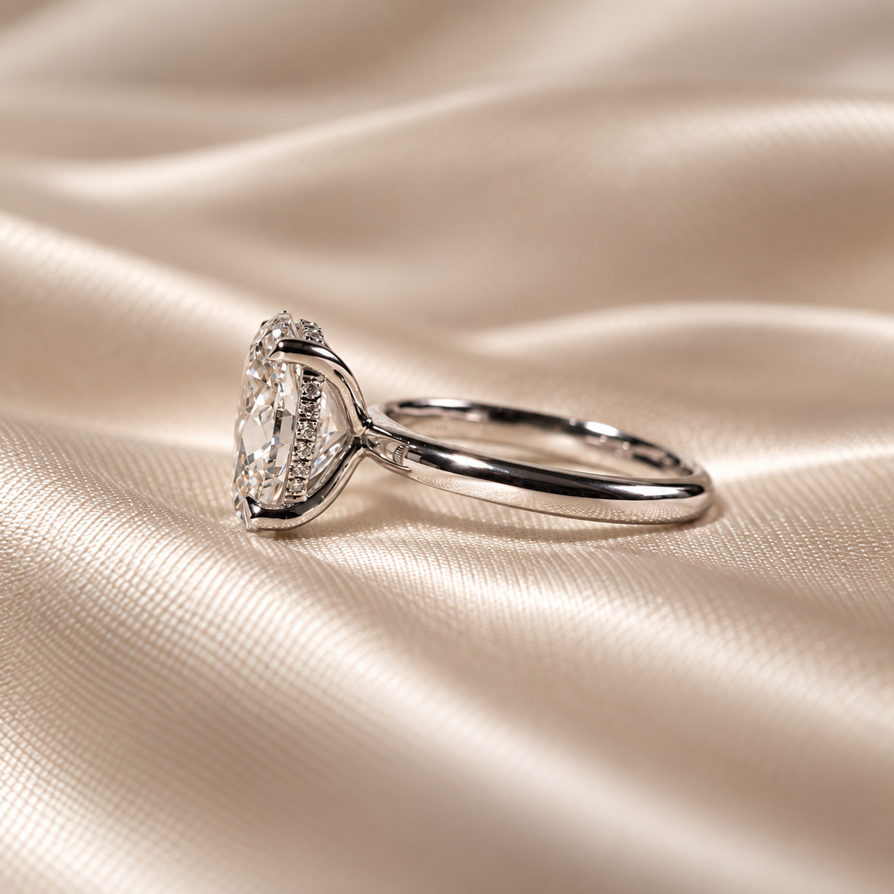 Oval Cut Lab Grown Diamond Engagement Ring Solitaire Classic Bridal Jewelry