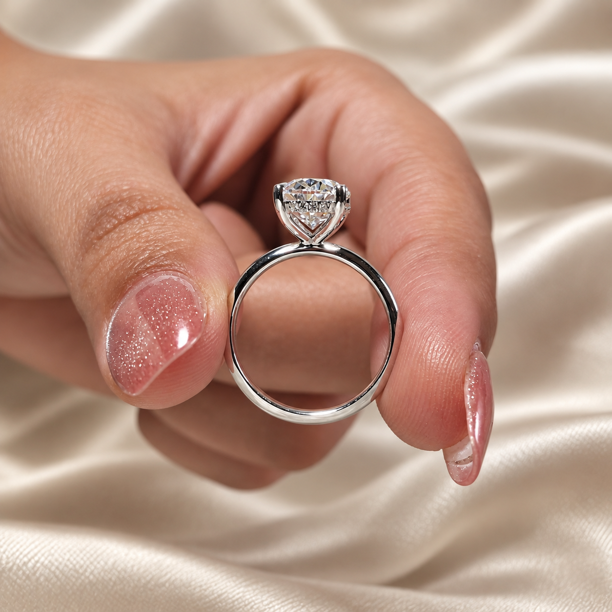 Oval Cut Lab Grown Diamond Engagement Ring Solitaire Classic Bridal Jewelry