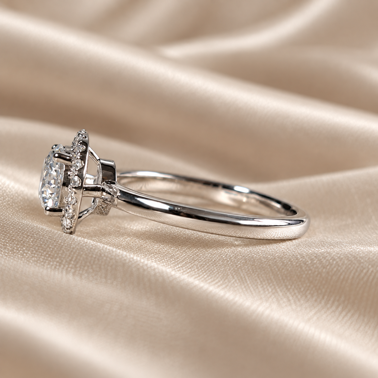 Round Lab Grown Diamond Halo Timeless Engagement Ring Classic Elegant Bridal Diamond Ring