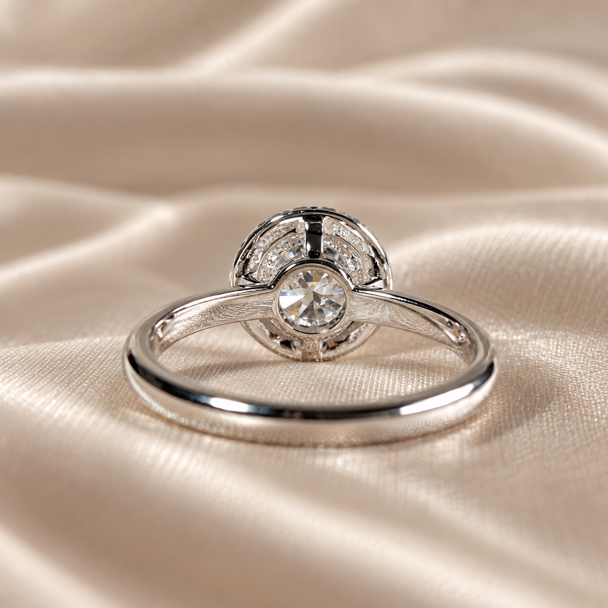 Round Lab Grown Diamond Halo Timeless Engagement Ring Classic Elegant Bridal Diamond Ring