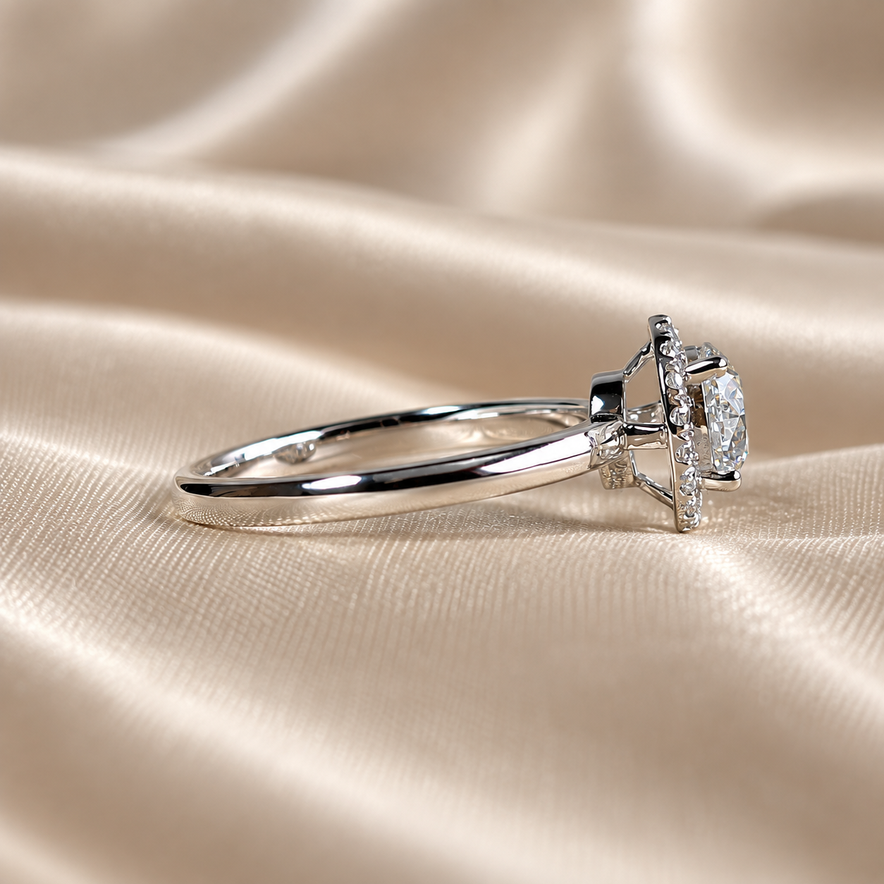 Round Lab Grown Diamond Halo Timeless Engagement Ring Classic Elegant Bridal Diamond Ring