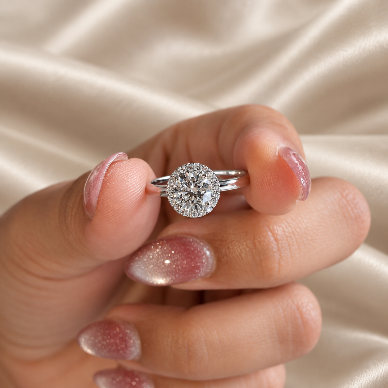 Round Lab Grown Diamond Halo Timeless Engagement Ring Classic Elegant Bridal Diamond Ring