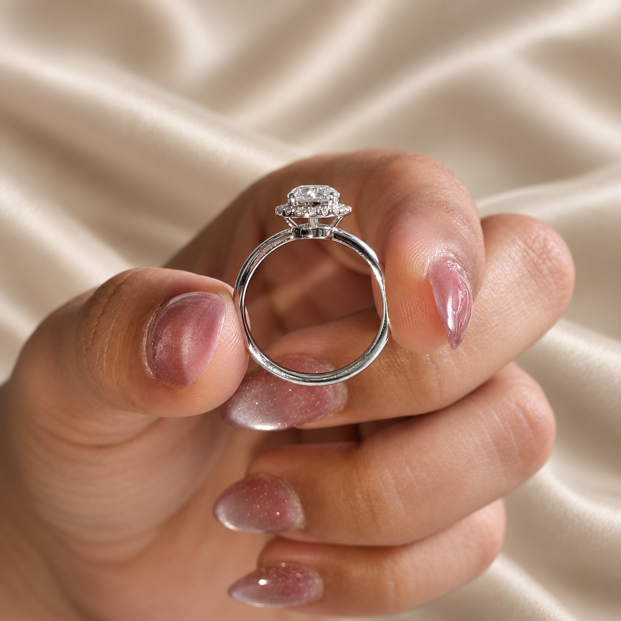 Round Lab Grown Diamond Halo Timeless Engagement Ring Classic Elegant Bridal Diamond Ring
