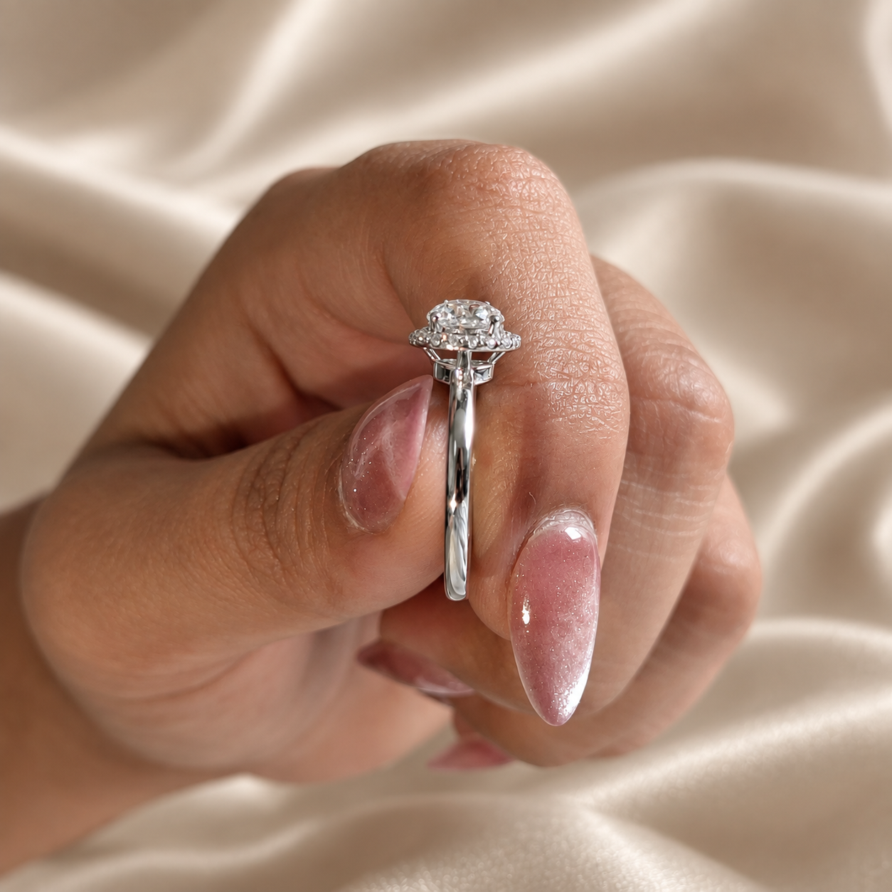 Round Lab Grown Diamond Halo Timeless Engagement Ring Classic Elegant Bridal Diamond Ring