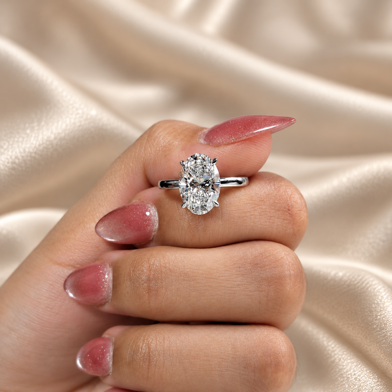 Oval Lab Grown Diamond Ring Classic Solitaire Bridal Ring Elegant Diamond Engagement Ring