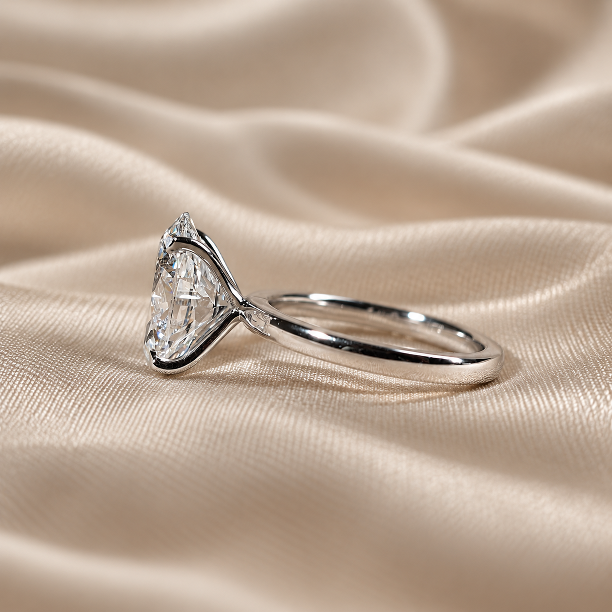 Oval Lab Grown Diamond Ring Classic Solitaire Bridal Ring Elegant Diamond Engagement Ring