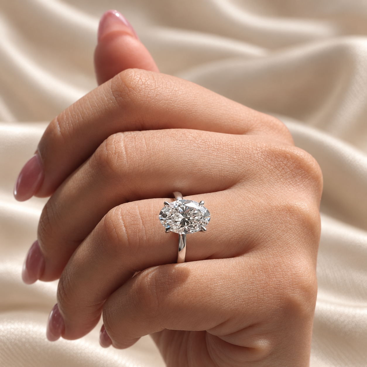 Oval Lab Grown Diamond Ring Classic Solitaire Bridal Ring Elegant Diamond Engagement Ring