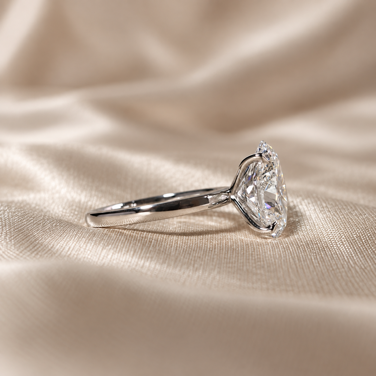 Oval Lab Grown Diamond Ring Classic Solitaire Bridal Ring Elegant Diamond Engagement Ring