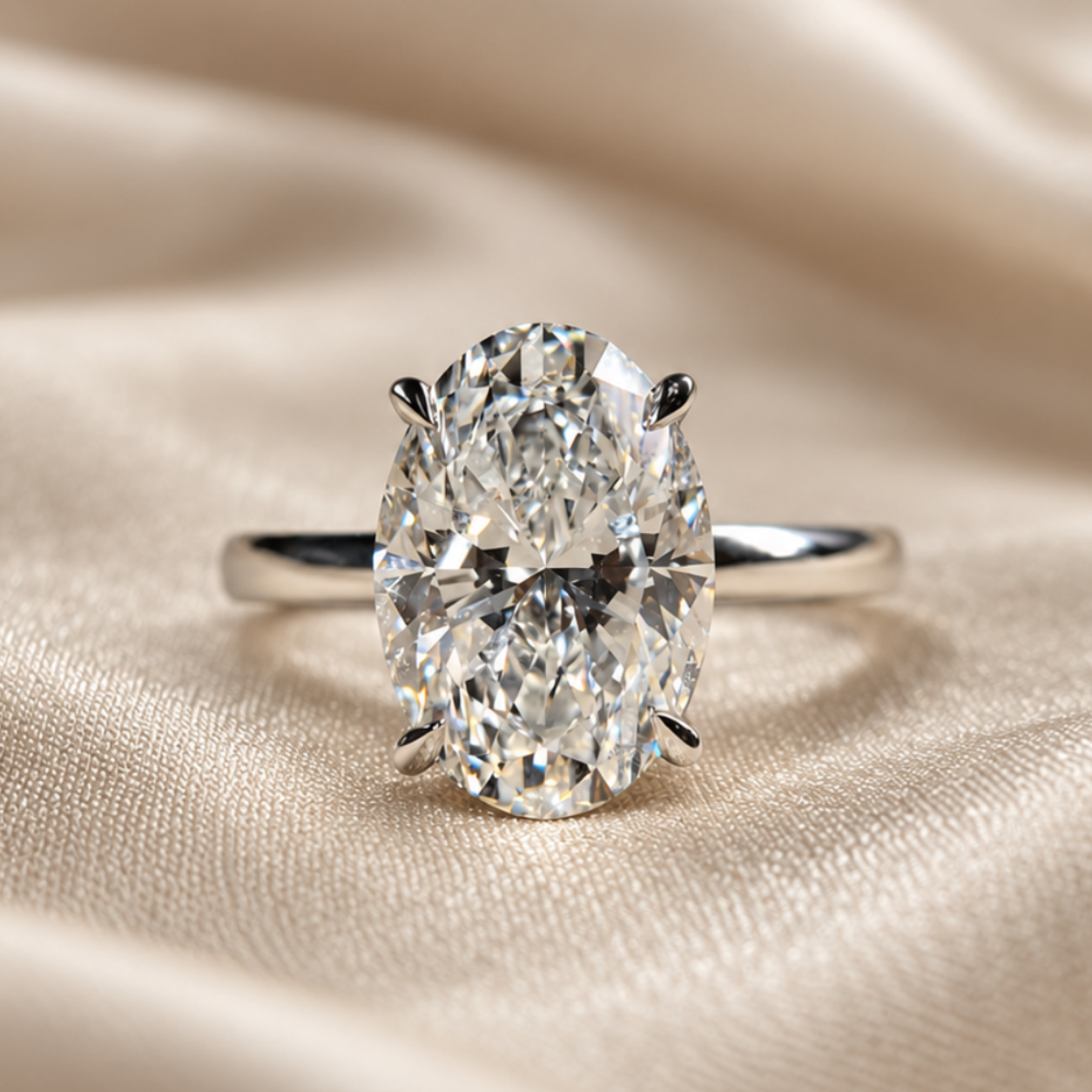 Oval Lab Grown Diamond Ring Classic Solitaire Bridal Ring Elegant Diamond Engagement Ring