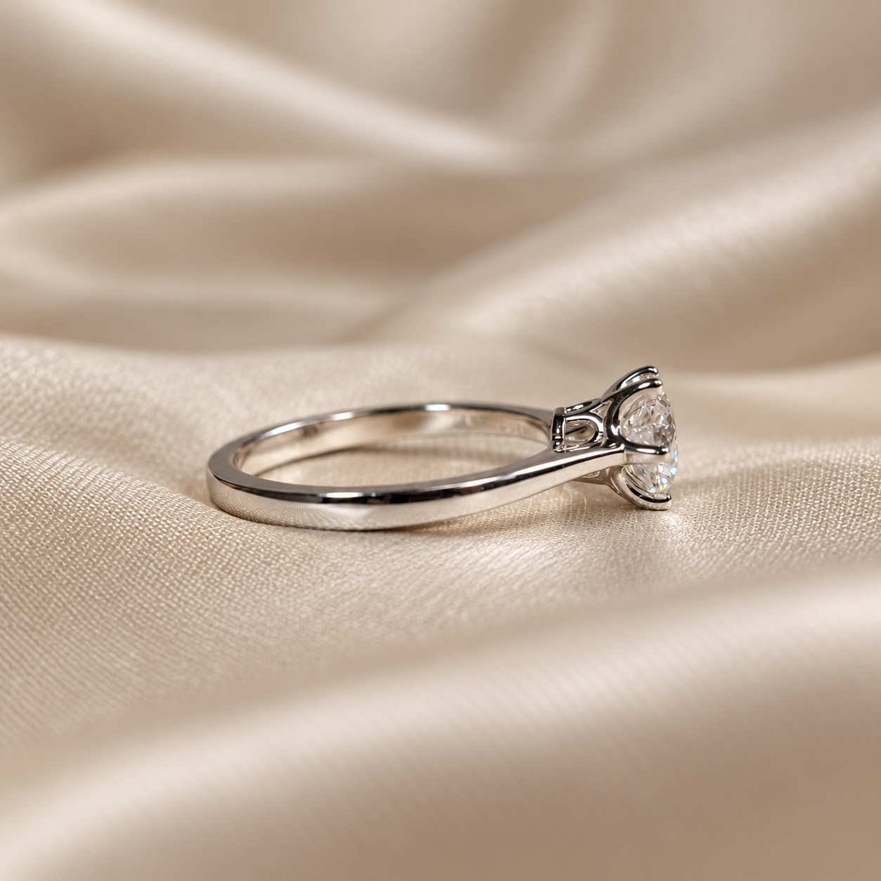 Round Lab Grown Diamond Timeless Basket Setting Minimalist Solitaire Engagement Ring