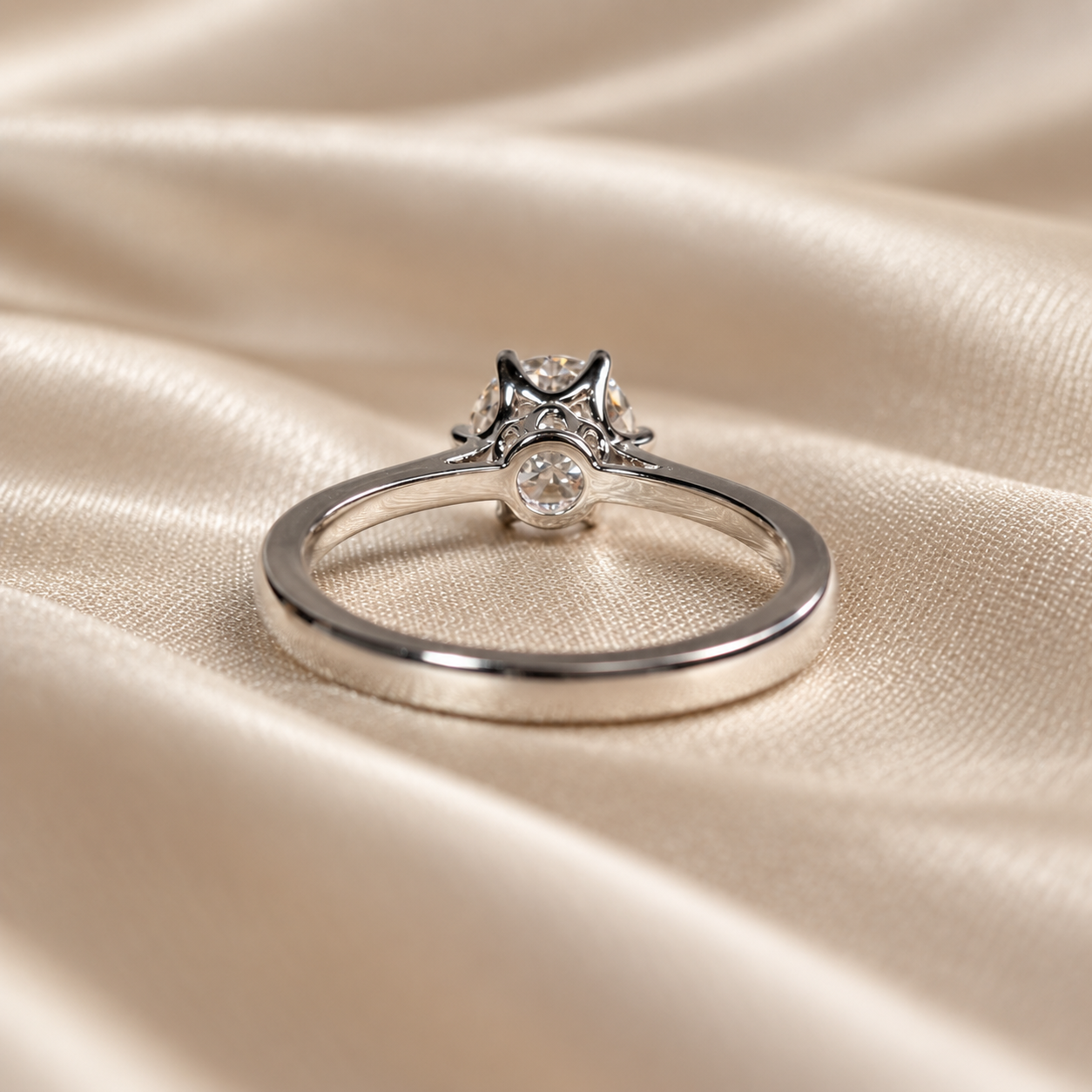 Round Lab Grown Diamond Timeless Basket Setting Minimalist Solitaire Engagement Ring