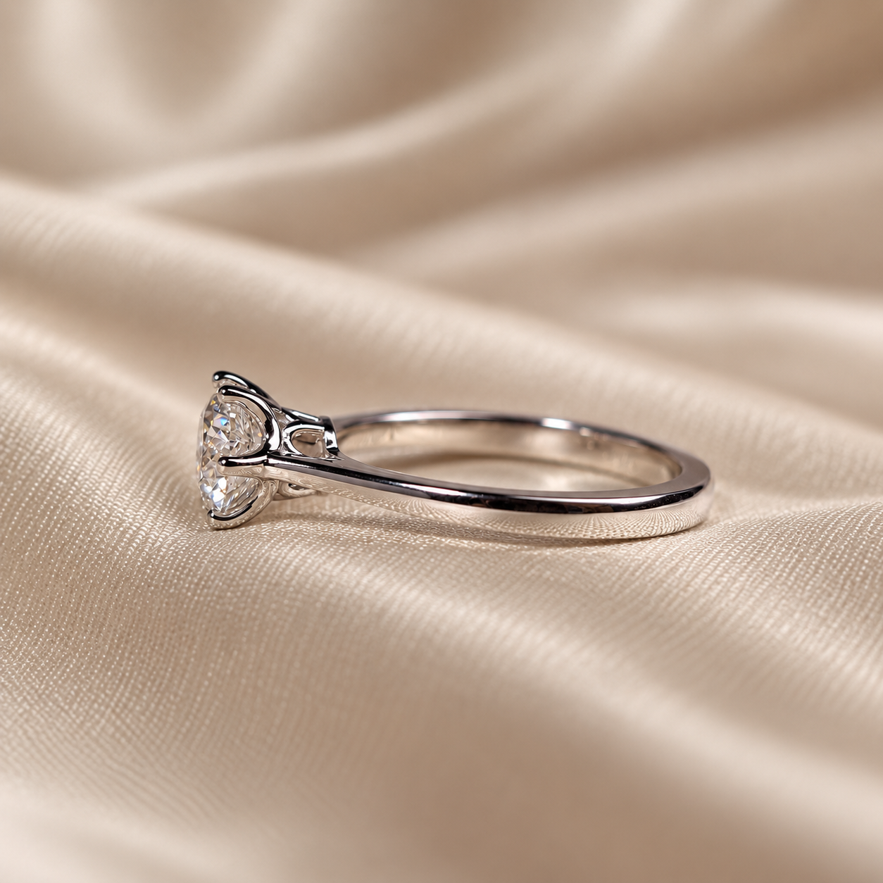 Round Lab Grown Diamond Timeless Basket Setting Minimalist Solitaire Engagement Ring