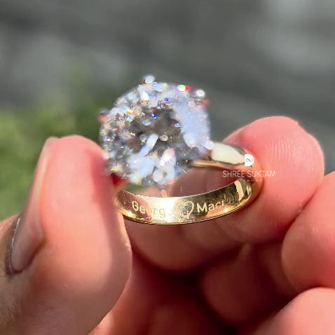 Round Solitaire Diamond Ring Hidden Halo Engagement Ring Lab Grown Diamond Ring Minimalist Proposal Ring Custom Engraved Jewelry