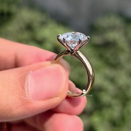 Round Solitaire Diamond Ring Hidden Halo Engagement Ring Lab Grown Diamond Ring Minimalist Proposal Ring Custom Engraved Jewelry