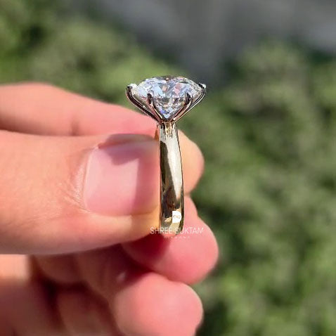Round Solitaire Diamond Ring Hidden Halo Engagement Ring Lab Grown Diamond Ring Minimalist Proposal Ring Custom Engraved Jewelry