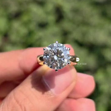 Round Solitaire Diamond Ring Hidden Halo Engagement Ring Lab Grown Diamond Ring Minimalist Proposal Ring Custom Engraved Jewelry