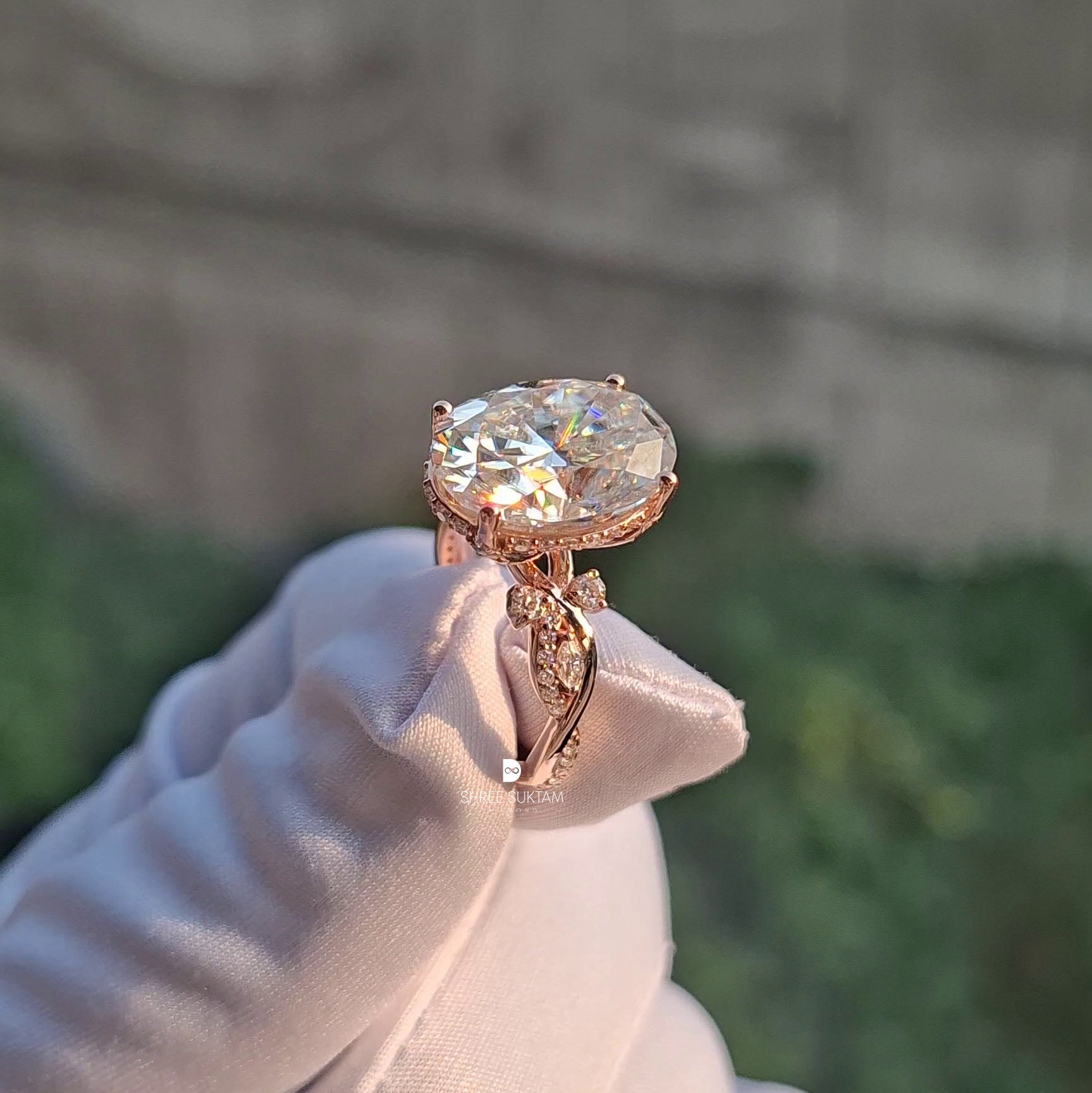 Oval Diamond Solitaire Ring Hidden Halo Engagement Ring Luxury Oval Diamond Ring Rose Gold Statement Ring Bridal Jewelry Gift Handmade Ring