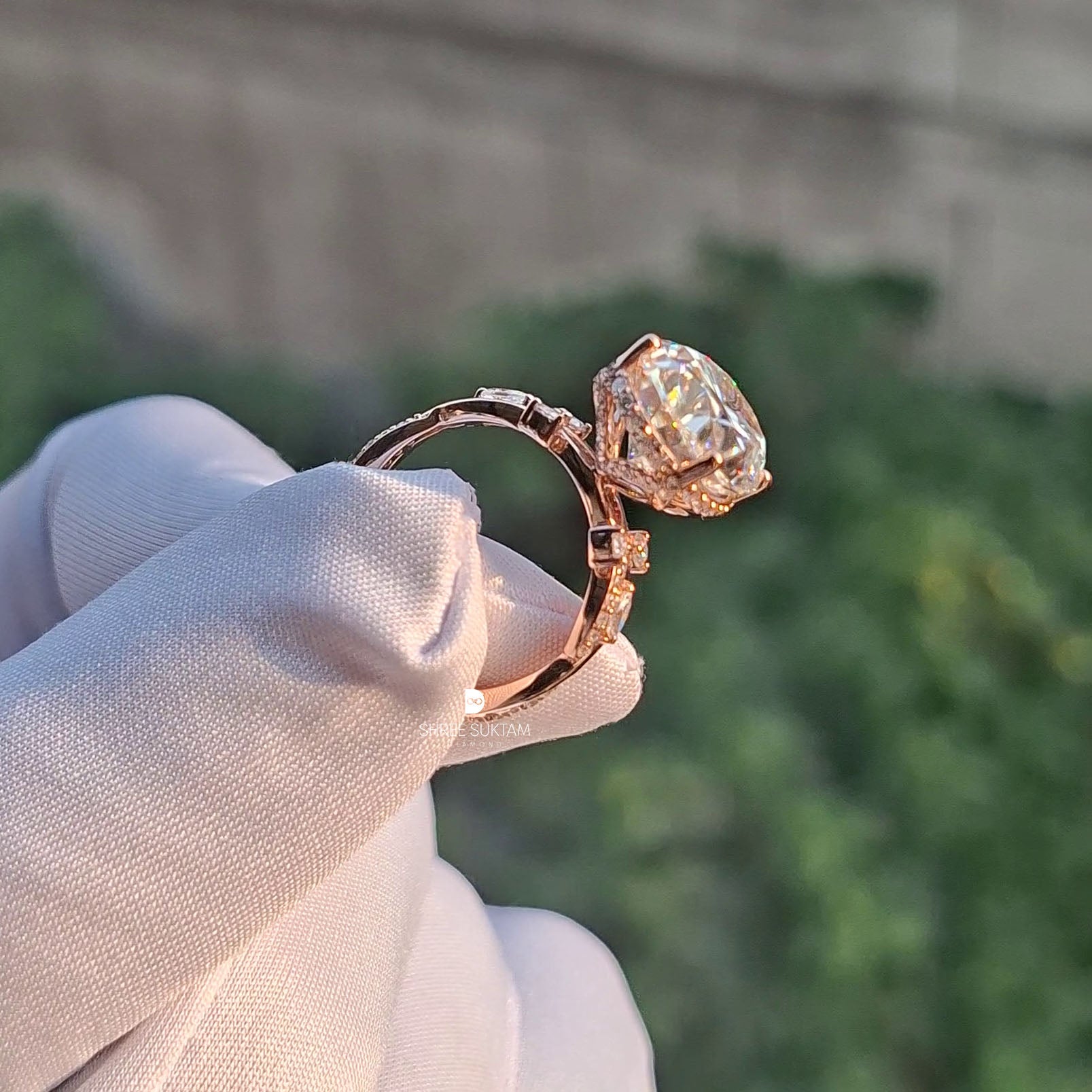 Oval Diamond Solitaire Ring Hidden Halo Engagement Ring Luxury Oval Diamond Ring Rose Gold Statement Ring Bridal Jewelry Gift Handmade Ring