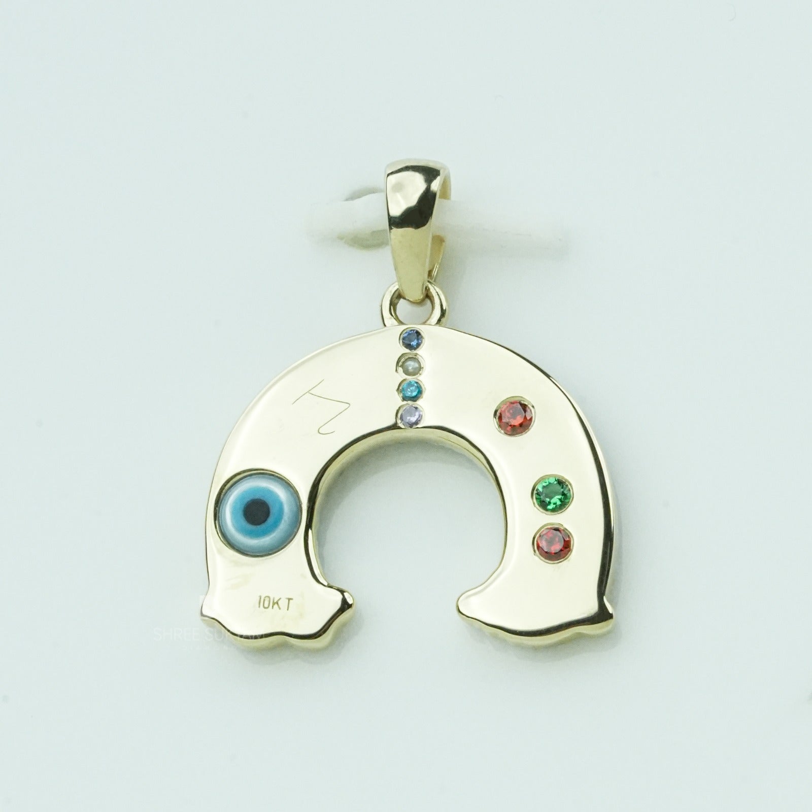 Rainbow Lab Grown Diamond Cloud Pendant Gold Crystal Charm