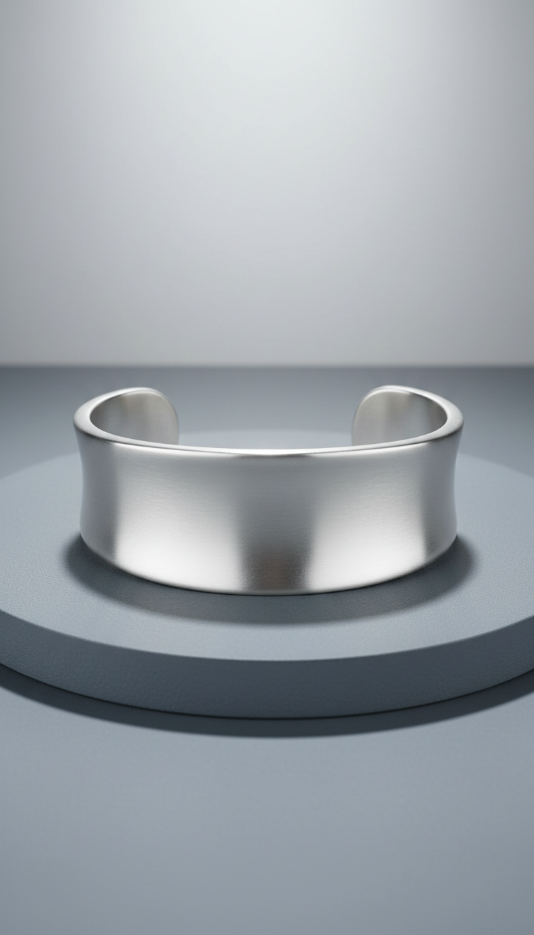 Bold Cuff Bracelet in Matte Silver