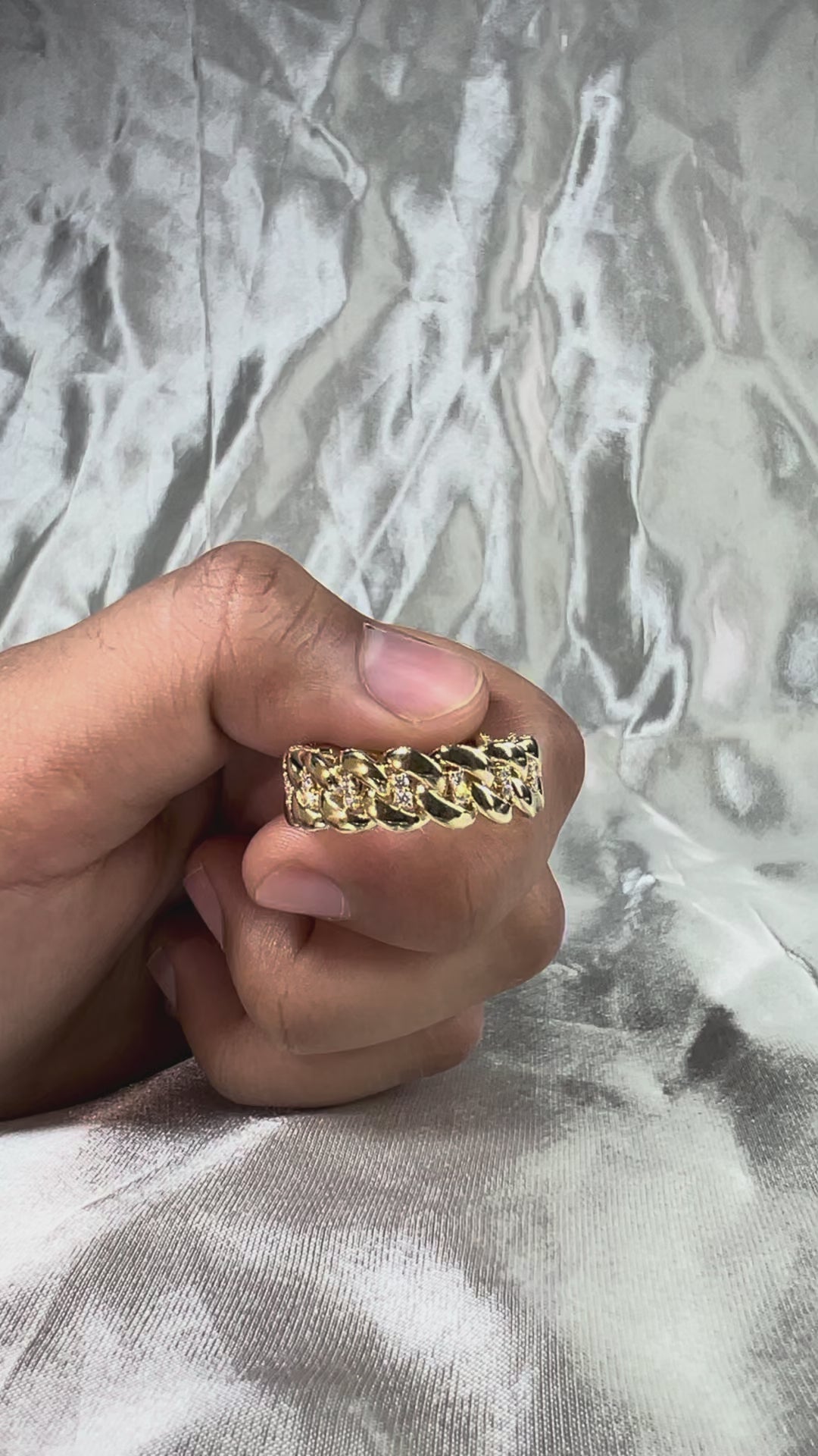 Diamond Cuban Link Ring Chain Ring Diamond Round Lab Grown Diamond Statement Band Curb Link Wedding Luxury Handmade Jewelry Gift For Her