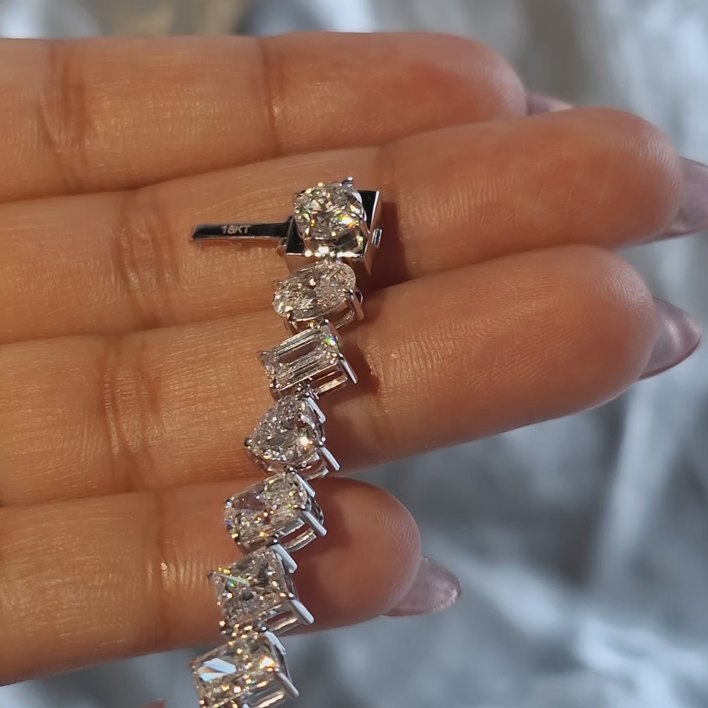 Multi Shape Lab Grown Diamond Tennis Bracelet Mixed Cut Diamond Bracelet Bridal Jewelry
