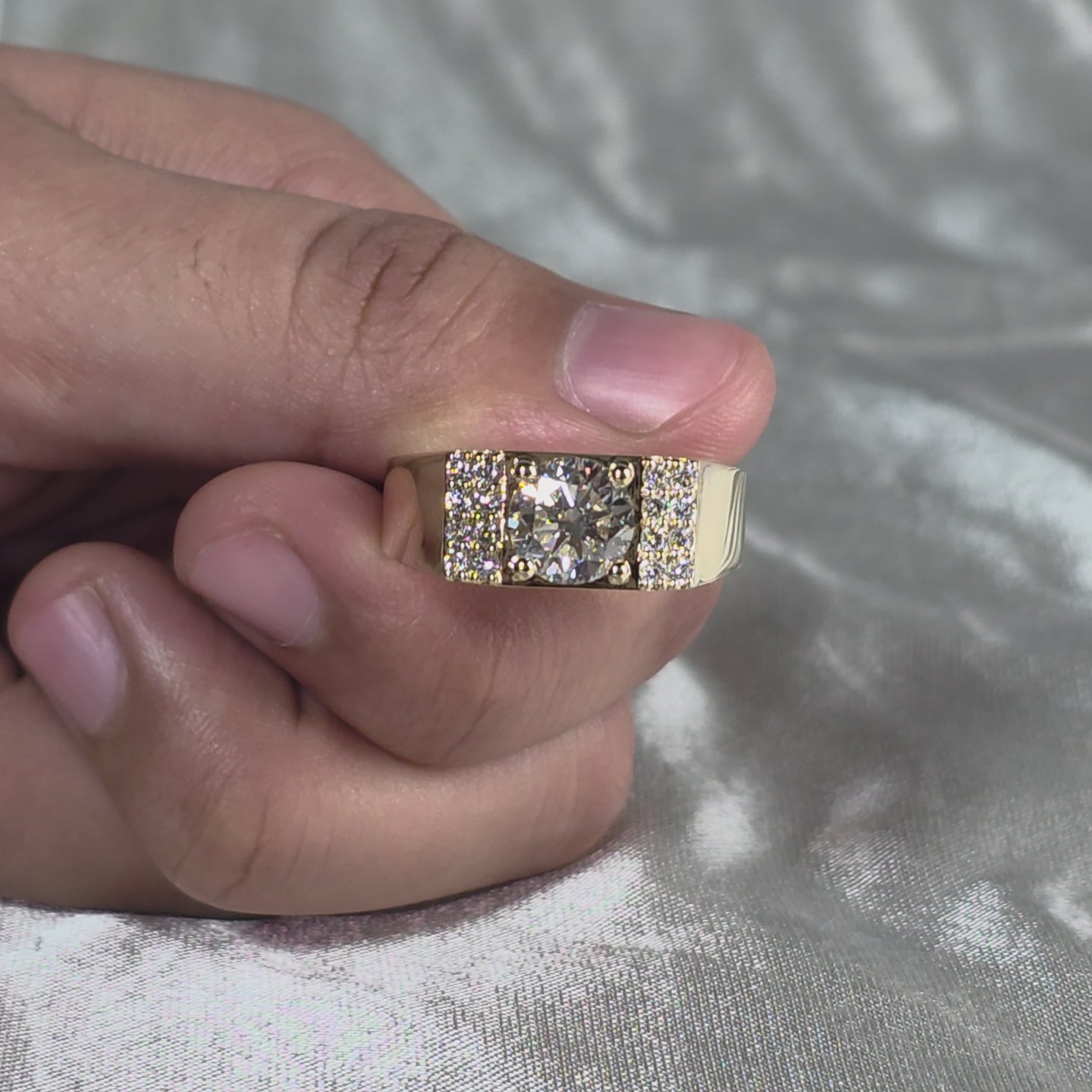Round Lab Grown Diamond Men's Ring Solitaire Engagement Ring Diamond Statement Ring Luxury Gift Wedding Band For Him Handmade Jewelry