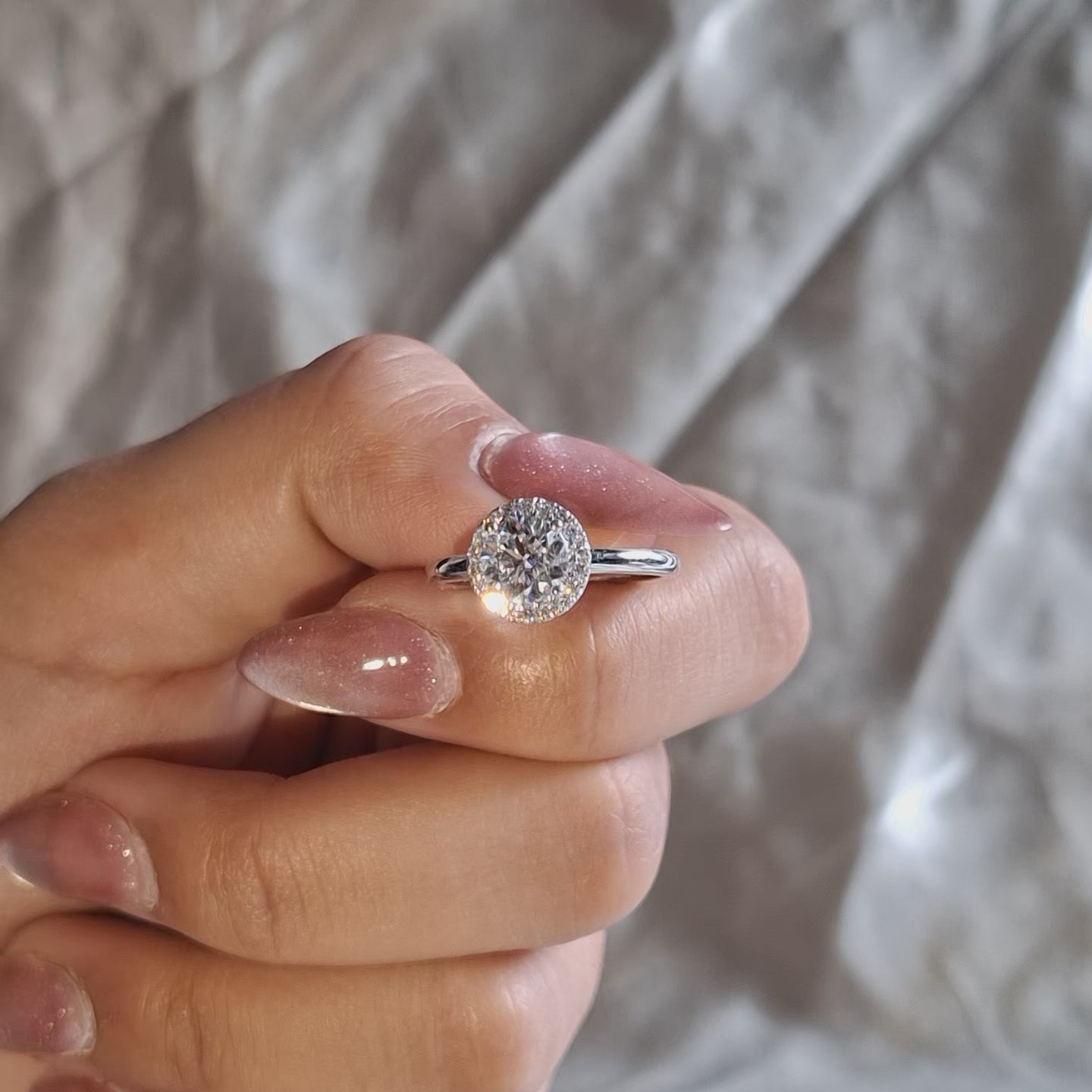 Round Lab Grown Diamond Halo Timeless Engagement Ring Classic Elegant Bridal Diamond Ring