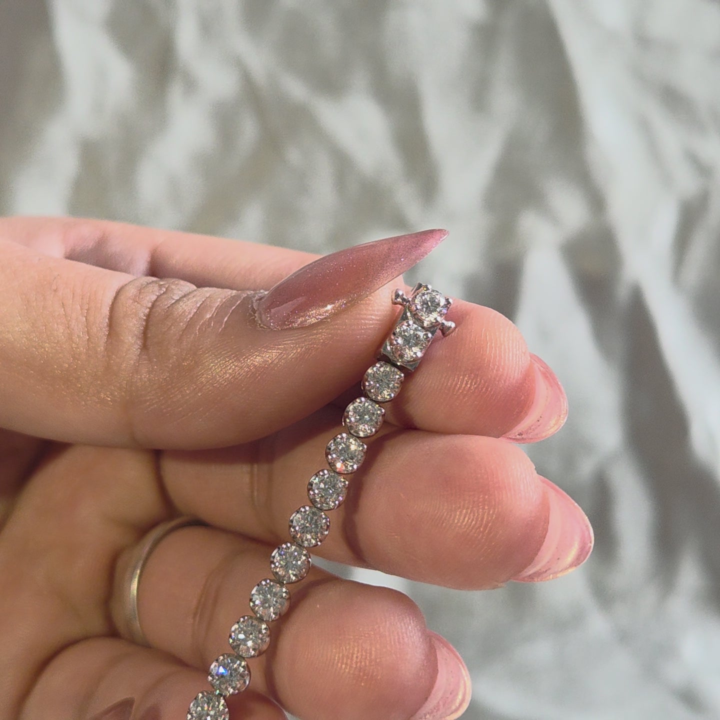 Round Lab Grown Diamond Tennis Wedding Bracelet