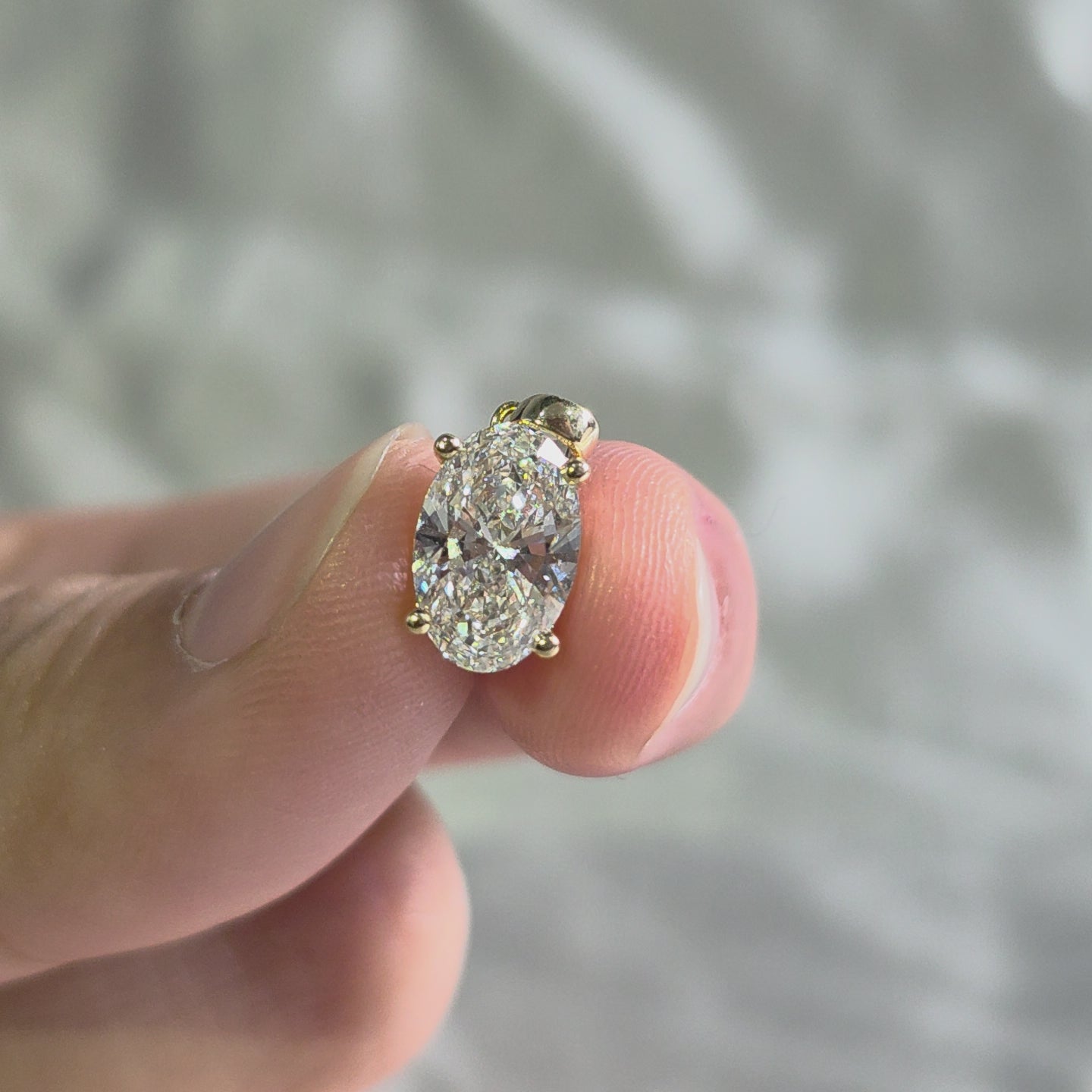 Oval Lab Grown Diamond Necklace Pendant Elegant Yellow Gold Jewelry Minimalist Pendant Solitaire Handmade Jewelry Gift For Her