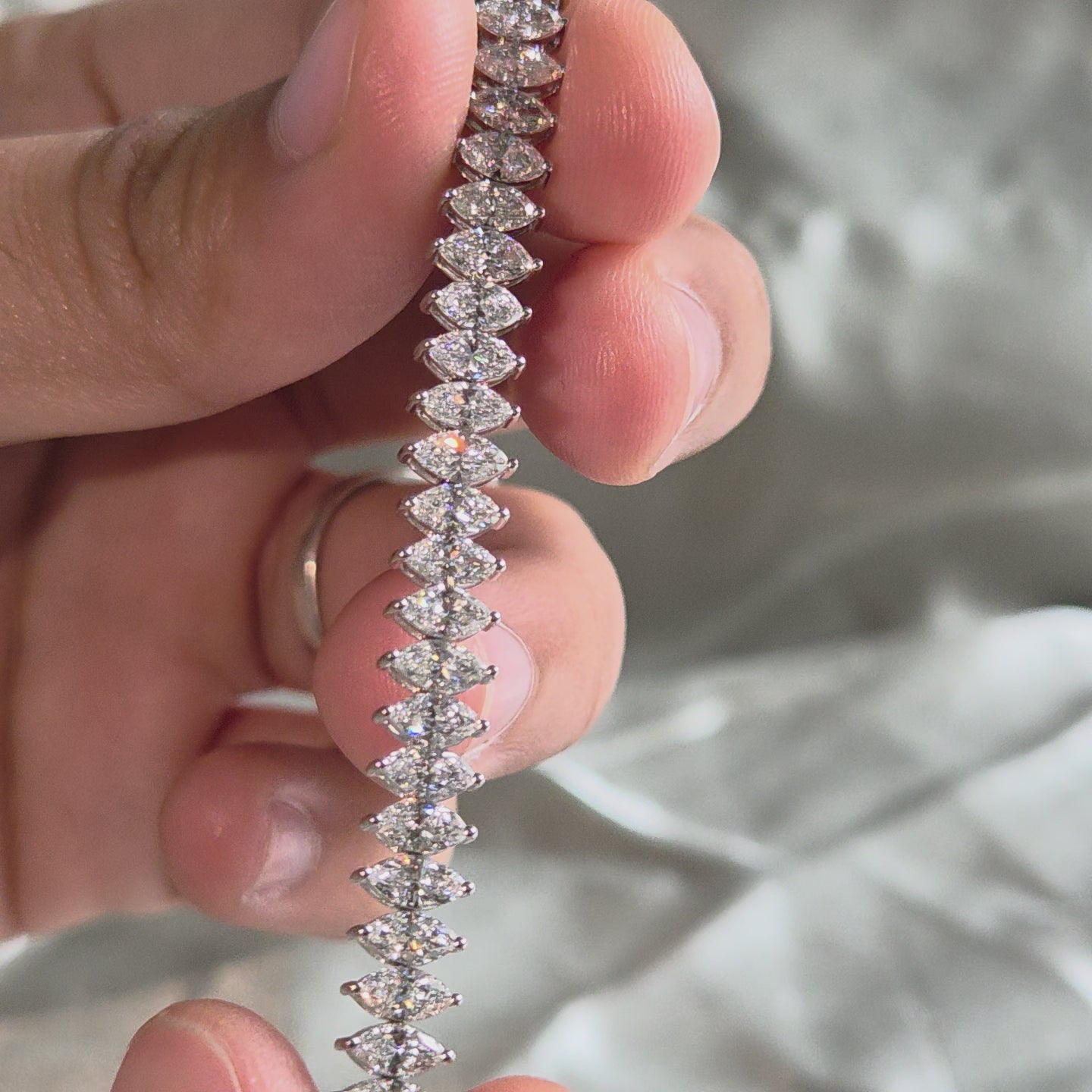 Marquise Lab Grown Diamond Tennis Bracelet White Gold Diamond Bracelet Minimalist Bracelet Luxury Bridal Handmade Jewelry Anniversary Gift