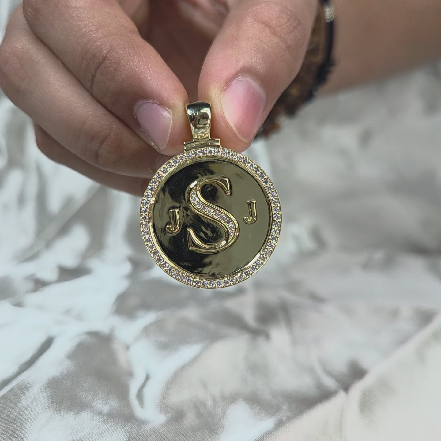 Diamond Initial Pendant Custom Letter Necklace Gold Monogram Pendant Round Diamond Halo Charm Personalized Handmade Jewelry Gift For Her
