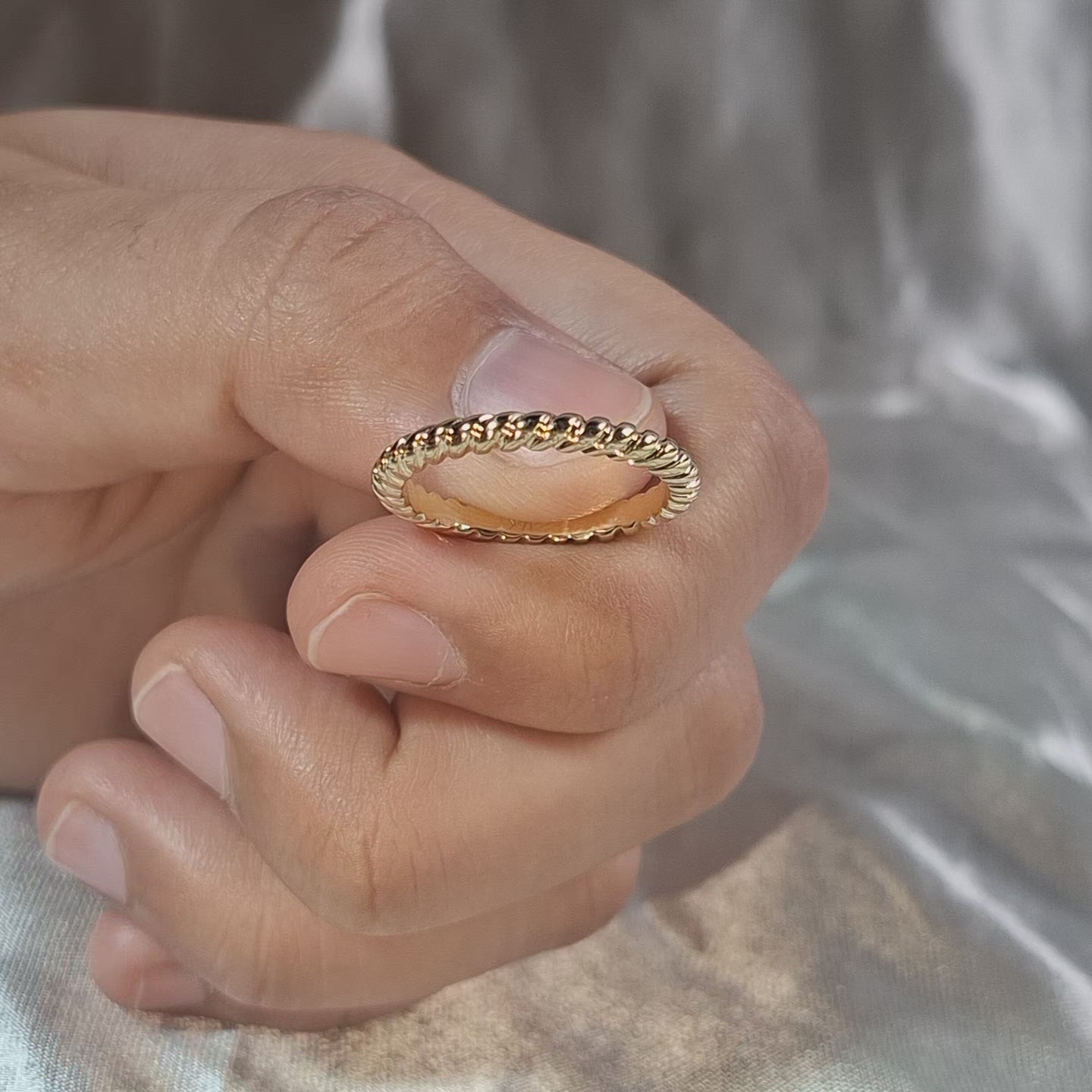 Twisted Rope Gold Ring Stackable Gold Band Minimalist Rope Ring Dainty Wedding Band Thin Gold Stacking Ring Handmade jewelry