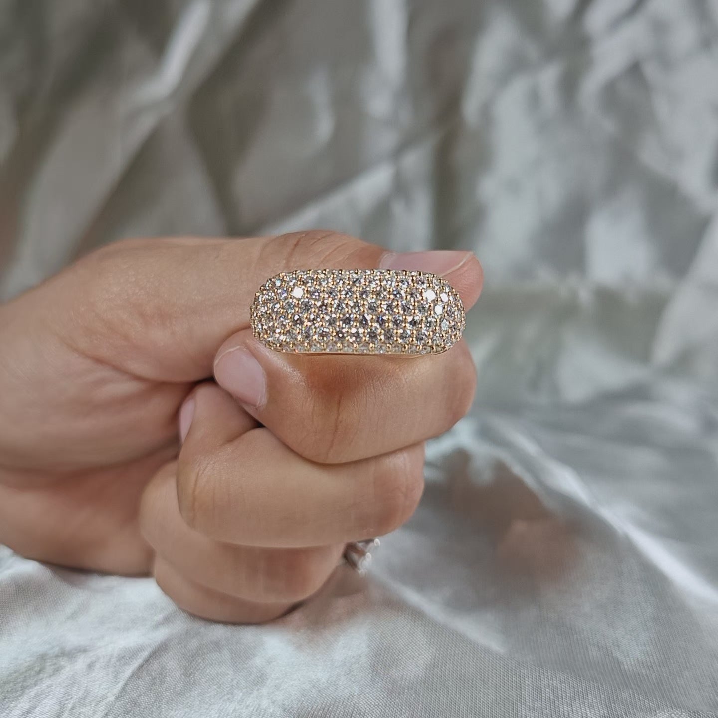 Round Lab Grown Wide Diamond Pave Band Ring Engagement Ring Wedding Anniversary Band Multi Row Diamond Ring Luxury Stack Handmade jewelry